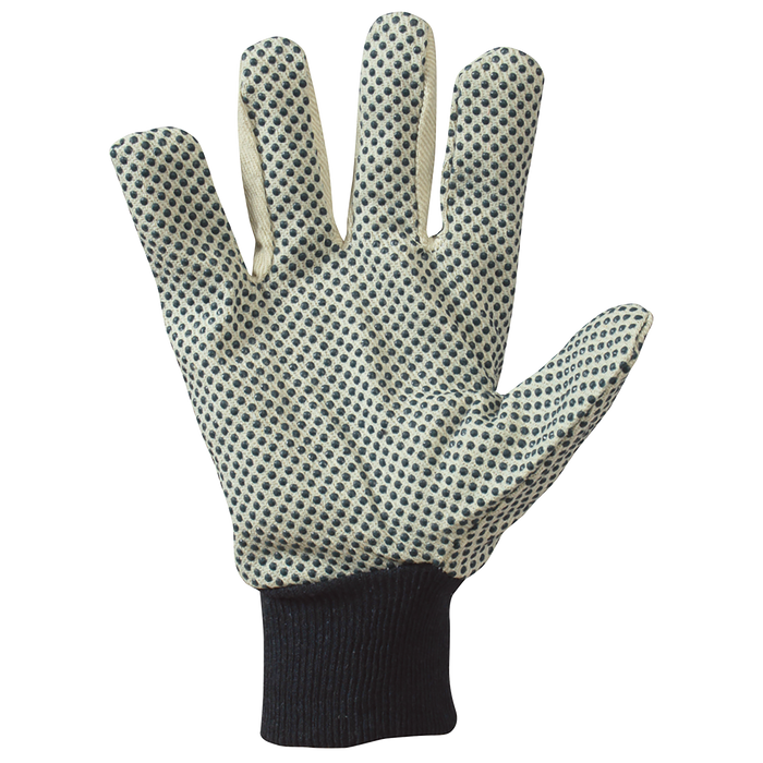 Men Cott/Chrome Leather Gloves Knitwrist