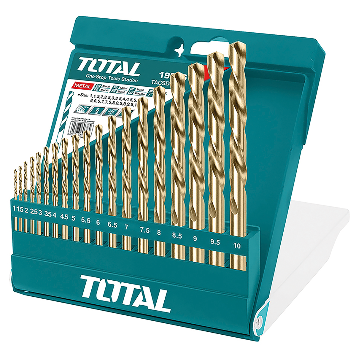 Total Tools TACSD0195 - 19Pcs Hss Twist Drill Bits Set — FluidAirFittings