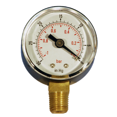 Vacuum Gauge 63mm Bottom Connection | 1/4" BSPT Male Thread | Dry | Stainless Steel Case | GBV63/04D