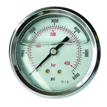 Glycerine Gauges 63mm 1/4'' BSPP Back Connection | 0-6 Pressure Range (bar) | 0-90 Pressure Range (psi) | GC6306/04