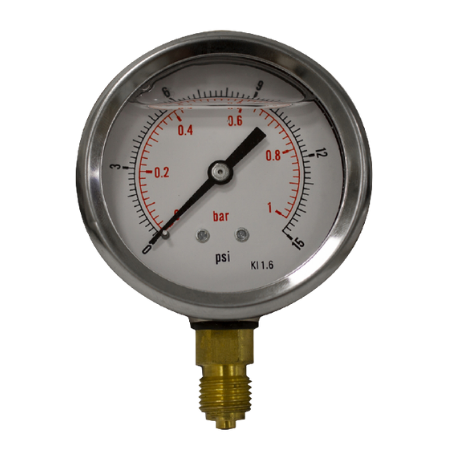 Glycerine Gauges 63mm 1/4'' BSPP Bottom Connection | 0-10 Pressure Range (bar) | 0-150 Pressure Range (psi) | GB6310/04