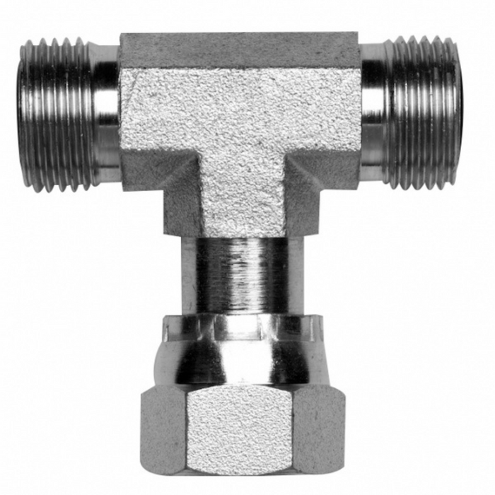 ITM Hydraulic ORFS Male x ORFS Male x ORFSSwivel Female Tee 9/16"-18 Zinc Plated   | 909-04