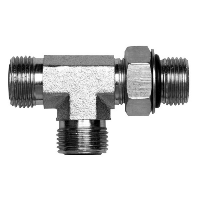 ITM Hydraulic ORFS 9/16"-18 Male x UNF Adjustable 7/16"-20 Male x ORFS Male Tee Zinc Plated  | 921-040404