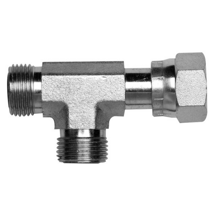 ITM Hydraulic ORFS Male x ORFSSwivel Female x ORFS Male Tee 9/16"-18 Zinc Plated   | 910-04