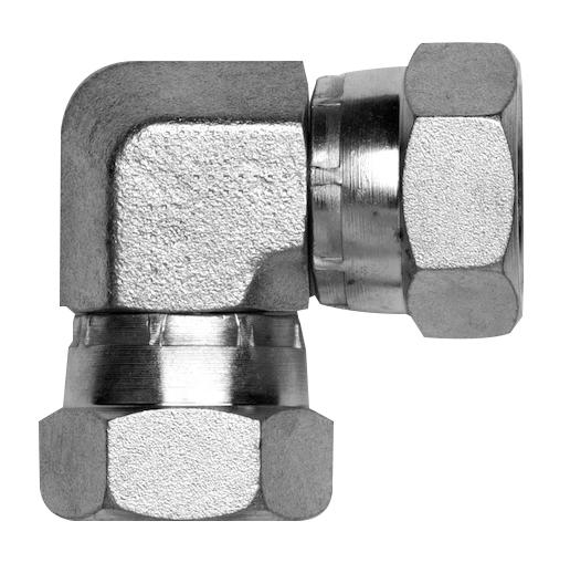 ITM Hydraulic BSPP 3/8"Swivel Female x BSPP 3/8"Swivel Female 90 deg Compact Elbow Zinc Plated  | 624-0606