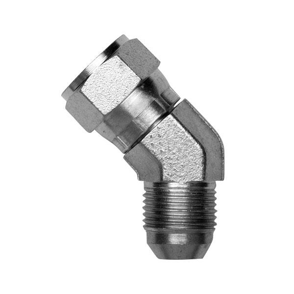 ITM Hydraulic JIC Male x JICSwivel Female 1/2"-20 (45°) Compact Elbow Zinc Plated | 630-05