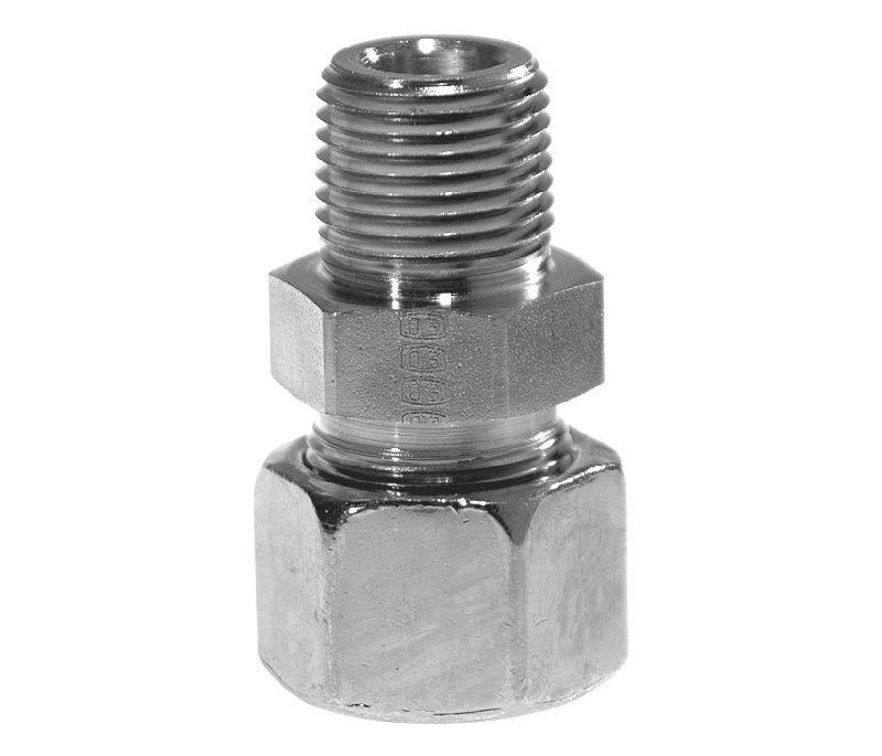 Parker EO Metric NPT Male Connector 24 deg Flareless/NPTF Size 1/8"-11/2" Tube O/D 6-38 Pressure Rating 160-630 Bar | 6 | GE06S1/4NPTCF