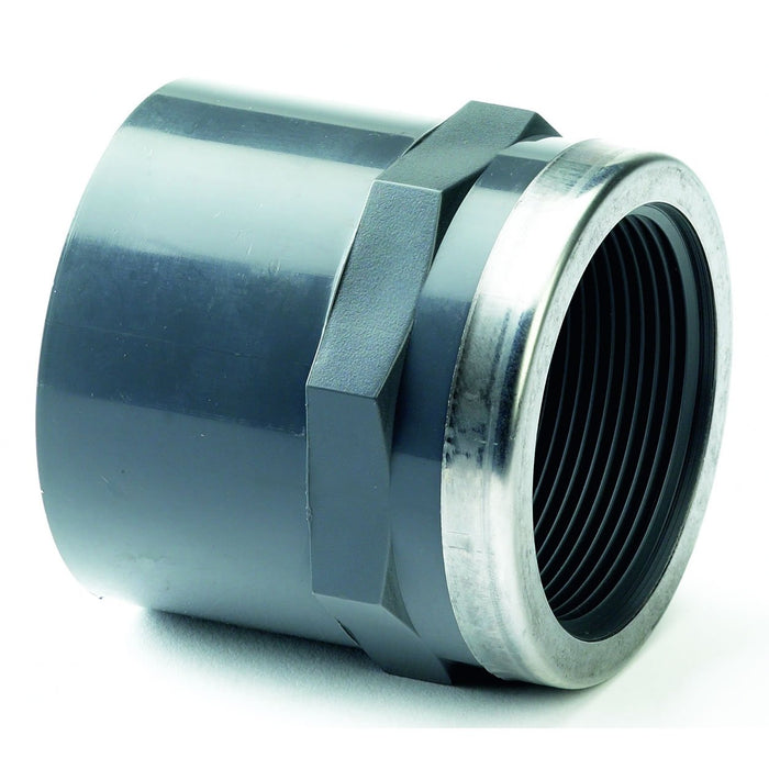 UPVC Plain Threaded Stainless Steel Reinforced Equal Socket | Tube NB 1.1/4" | Thread 1.1/4" | ITM-2134205