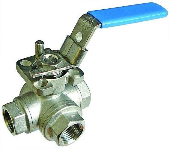 Stainless Steel Three Way T Port Ball Valve. Female BSPP | 1.1/2" | SSVTP32